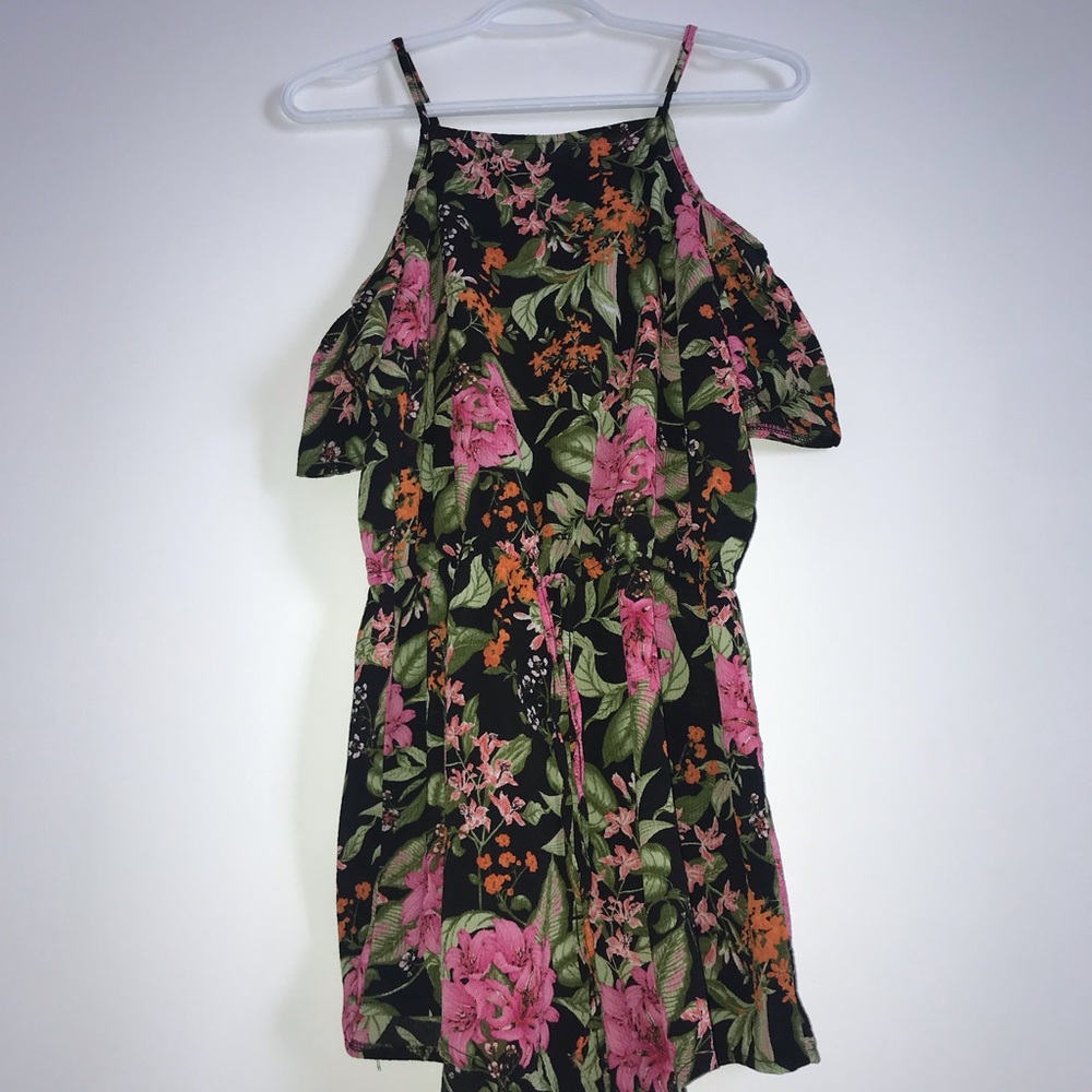 off the shoulder floral romper